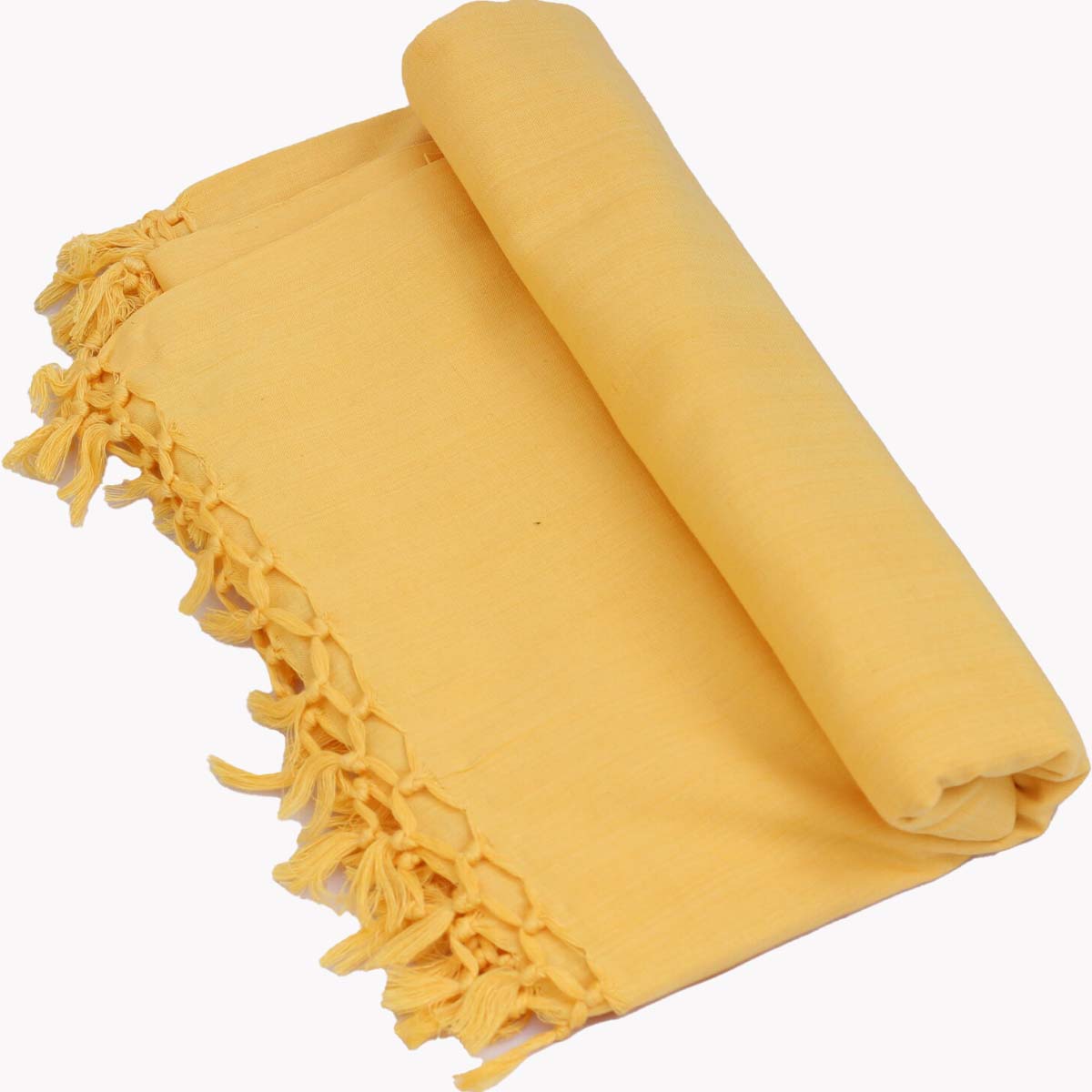 Bhagalpuri Dull Andi Chadar Plain Double Thread 54X100 inch Yellow - Image 2