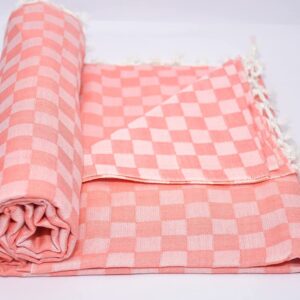 Bhagalpuri 3D cotton chadar Chekered 53 x 100 inch Pastel Orange