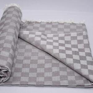 Bhagalpuri 3D cotton chadar Chekered 53 x 100 inch Grey