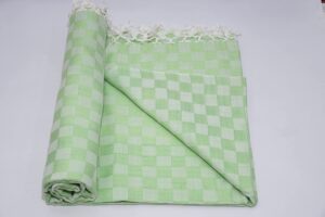 Bhagalpuri 3D cotton chadar Chekered 53 x 100 inch Parrot Green