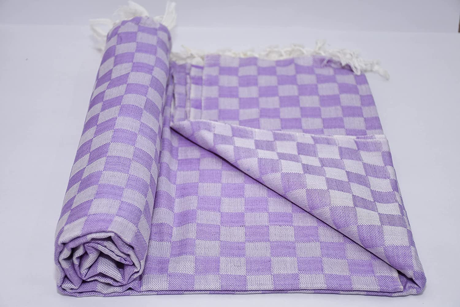Bhagalpuri 3D cotton chadar Chekered 53 x 100 inch Purple
