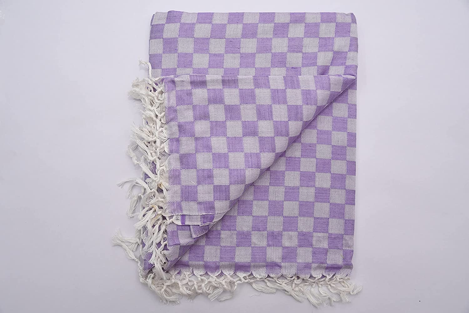 Bhagalpuri 3D cotton chadar Chekered 53 x 100 inch Purple - Image 2
