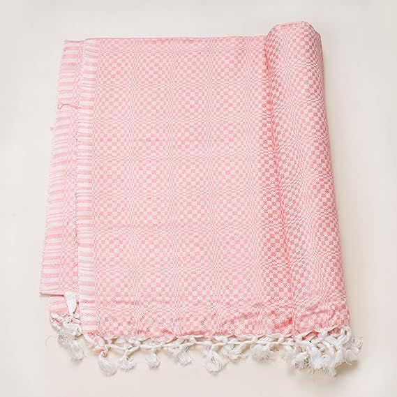 Bhagalpuri Designer Cotton Chadar 53x100 inch Pastel Orange - Image 2