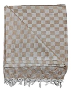 Bhagalpuri 3D cotton chadar Chekered 53 x 100 inch Beige