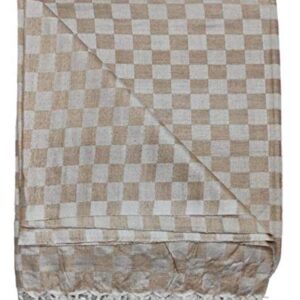 Bhagalpuri 3D cotton chadar Chekered 53 x 100 inch Beige